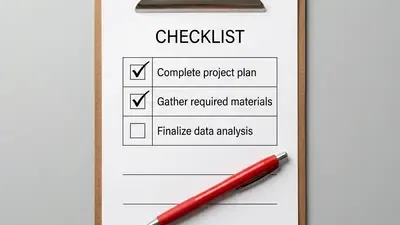 Clipboard with CRM audit checklist showing checked and unchecked boxes with a red pen