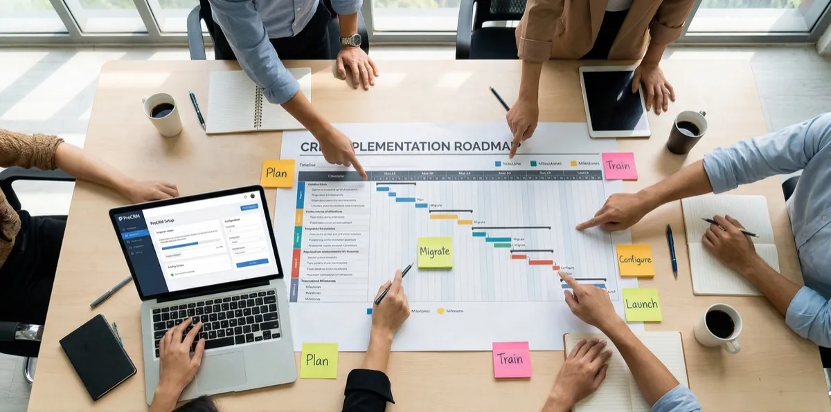 CRM implementation roadmap illustration
