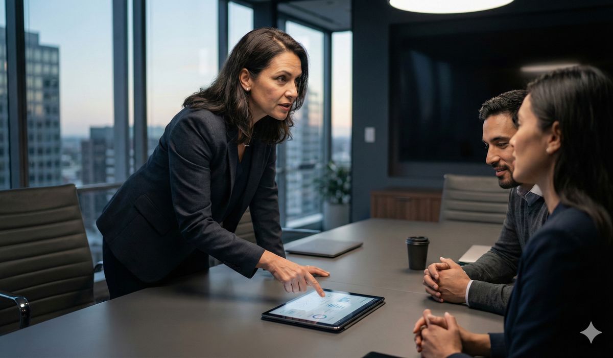 Confident business leader making final CRM selection decision