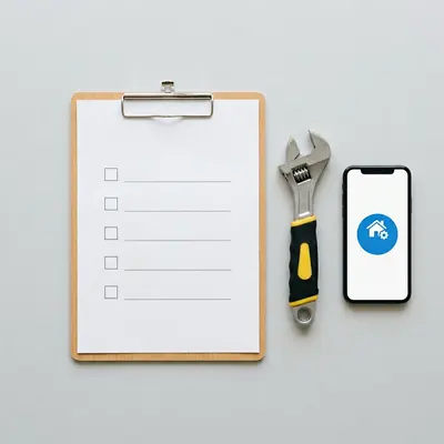 Clipboard checklist wrench and smartphone representing CRM data hygiene process for home services contractors