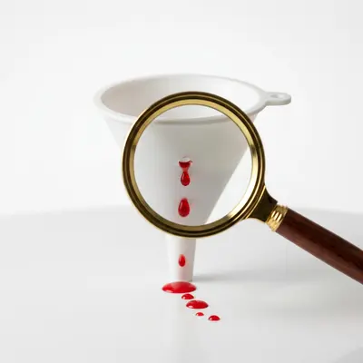 Magnifying glass examining a funnel with a visible leak, representing a CRM pipeline audit finding revenue losses